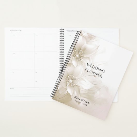 Elegant Ivory White Flowers Planner (Display)