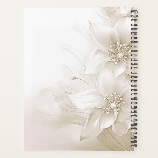 Elegant Ivory White Flowers Planner (Achterkant)