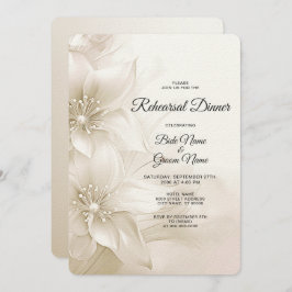 Elegant Ivory White Flowers Rehearsal Dinner Kaart