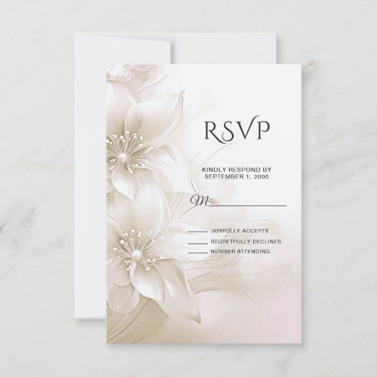 Elegant Ivory White Flowers RSVP Card (Voorkant)