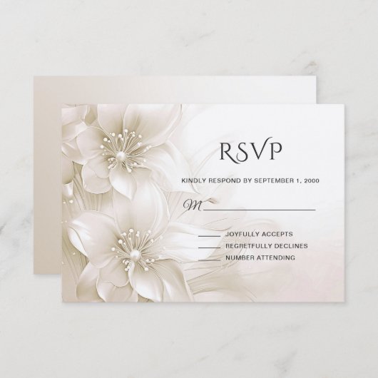 Elegant Ivory White Flowers RSVP Card (Voorkant / Achterkant)