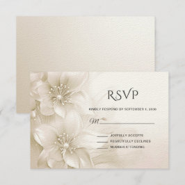 Elegant Ivory White Flowers RSVP Card Kaartje