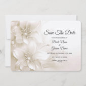 Elegant Ivory White Flowers Save The Date (Voorkant)