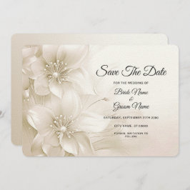Elegant Ivory White Flowers Save The Date