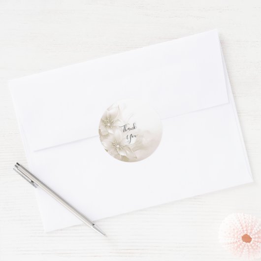 Elegant Ivory White Flowers Sticker (Envelop)