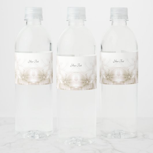 Elegant Ivory White Flowers Water Bottle Label Waterfles Etiket (Flessen)