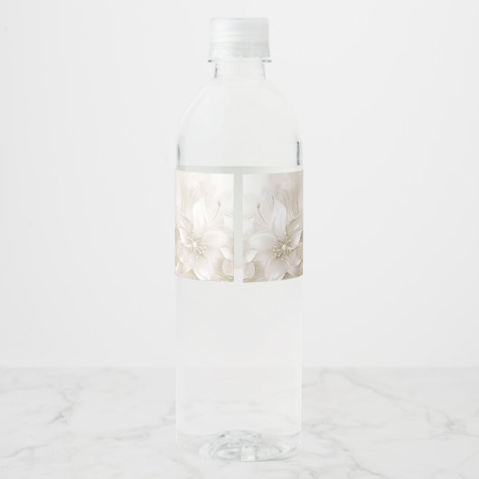 Elegant Ivory White Flowers Water Bottle Label Waterfles Etiket (Achterkant)