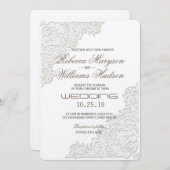 Elegant Ivory White Lace Corner Weddenschap Kaart (Voorkant / Achterkant)