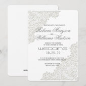 Elegant Ivory White Lace Corner Weddenschap Kaart (Voorkant / Achterkant)