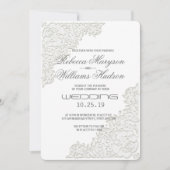 Elegant Ivory White Lace Corner Weddenschap Kaart (Voorkant)