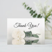 Elegant Ivory White Mirrored Rose Simple Wedding Bedankkaart (Staand voorkant)