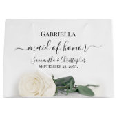 Elegant Ivory White Rose Maid of Honor Wedding Groot Cadeauzakje (Voorkant)