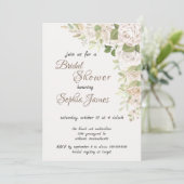elegant Ivory White Roses Bridal Shower Kaart (Staand voorkant)