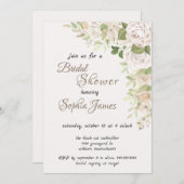 elegant Ivory White Roses Bridal Shower Kaart (Voorkant / Achterkant)