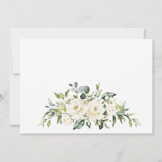 Elegant Ivory White Roses Greenery PHOTO Wedding Save The Date (Achterkant)