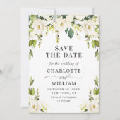 Elegant Ivory White Roses Greenery Wedding Save The Date (Voorkant)