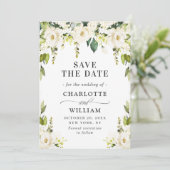 Elegant Ivory White Roses Greenery Wedding Save The Date (Staand voorkant)