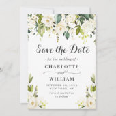 Elegant Ivory White Roses Greenery Wedding Save The Date (Voorkant)