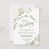 Elegant Ivory White Waterverf Floral Boho Wedding Save The Date (Voorkant)