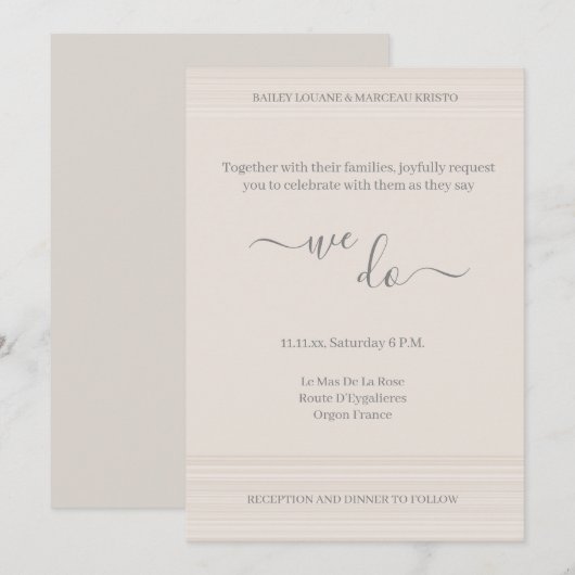 Elegant Ivory White we doen een houten korrelhuwel Kaart (Voorkant / Achterkant)