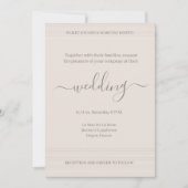 Elegant Ivory White WoodGrain Stripes Chic Wedding Kaart (Voorkant)