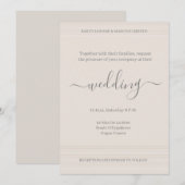 Elegant Ivory White WoodGrain Stripes Chic Wedding Kaart (Voorkant / Achterkant)