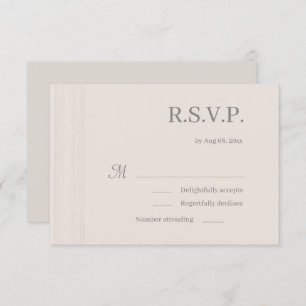 Elegant Ivory White WoodGrain Stripes Wedding RSVP Kaart