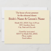 Elegant Ivory Yellow Roses Rehearsal Dinner H Kaar Kaart (Achterkant)