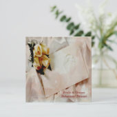 Elegant Ivory & Yellow Roses Rehearsal Dinner Kaar Kaart (Staand voorkant)