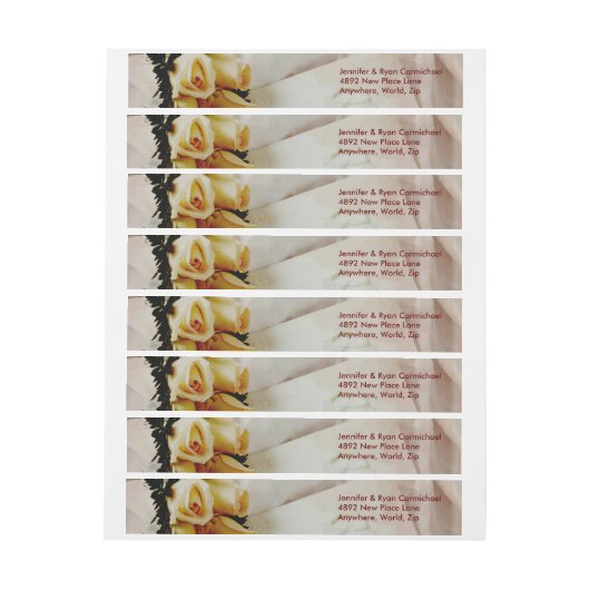 Elegant Ivory Yellow Roses Wrap Adresetiketten Adreslabel Wikkel (Vel)