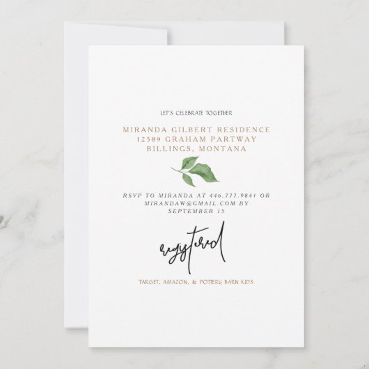 Elegant Ivy Foliage Glam Shower Kaart (Achterkant)