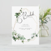 Elegant Ivy Foliage White Bridal Shower Invitation Kaart (Staand voorkant)