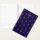 Elegant Jaar Nautical Anchor Custom Name Navy Blue Planner (Display)