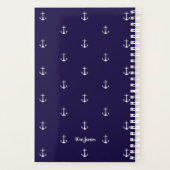 Elegant Jaar Nautical Anchor Custom Name Navy Blue Planner (Achterkant)