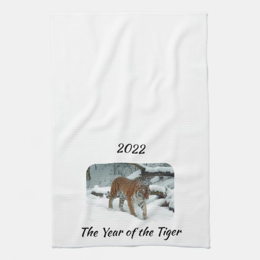 Elegant Jaar van de Tijger 2022 Theedoek (Verticaal)