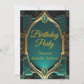 Elegant Jade Emerald Gold Verjaardagsfeest Kaart (Voorkant)
