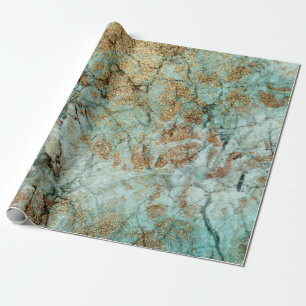Elegant Jade en Faux Gold Glitter Marble Cadeaupapier