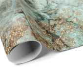 Elegant Jade en Faux Gold Glitter Marble Cadeaupapier (Rol Hoek)