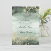 Elegant Jade en Gold Modern Wedding Invitation Kaart (Staand voorkant)