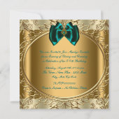 Elegant Jade en Gouden Verjaardagsfeest Kaart (Achterkant)