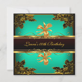 Elegant Jade Green Black Gold Birthday Party Kaart (Voorkant)