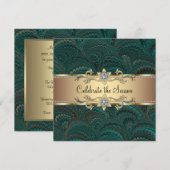 Elegant Jade Green Black Gold Kerstfeest Kaart (Voorkant / Achterkant)