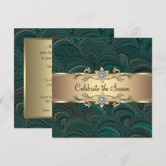 Elegant Jade Green Black Gold Kerstfeest Kaart (Voorkant / Achterkant)