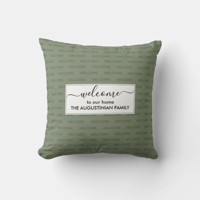 Elegant Jade Green Custom WELCOMM TO ONS THUIS Kussen (Voorkant)