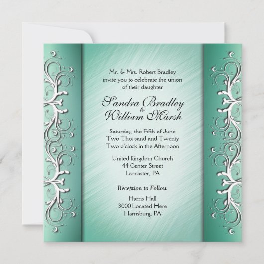 Elegant Jade Wedding Uitnodiging (Voorkant)