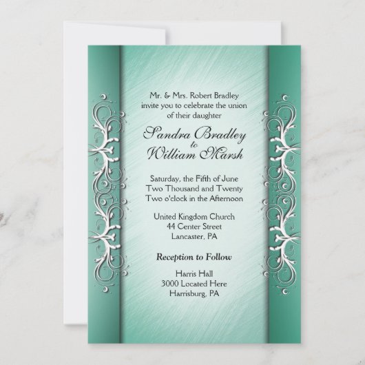 Elegant Jade Wedding Uitnodiging (Voorkant)