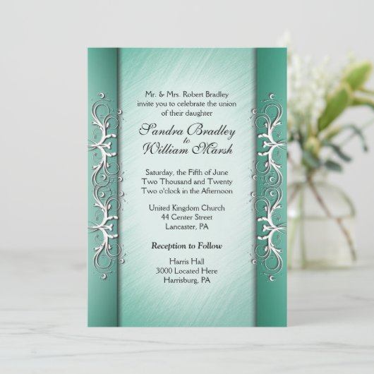 Elegant Jade Wedding Uitnodiging (Staand voorkant)