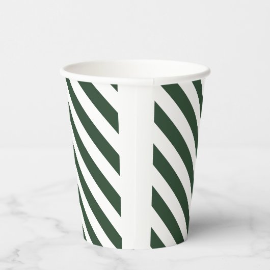 Elegant jager groen en wit gestreept patroon papieren bekers (Rechts)