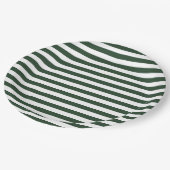 Elegant jager groen en wit gestreept patroon papieren bordje (Gekanteld)