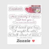 Elegant Jane Austen Love citeert Bookish Gift Hear Sticker (Vel)